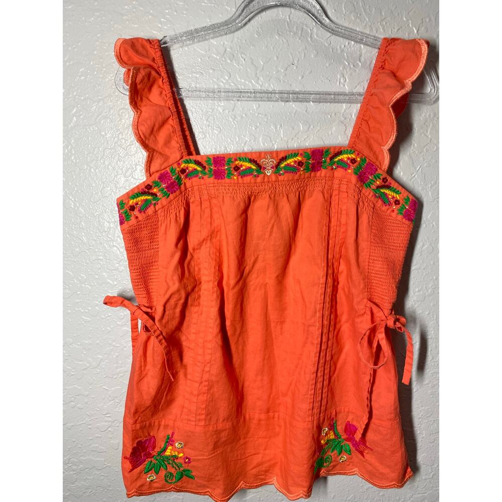 Juicy Couture Y2k Peasant Top Cotton  Embroidered Boho Whimsy Sz 2 - Picture 2 of 8